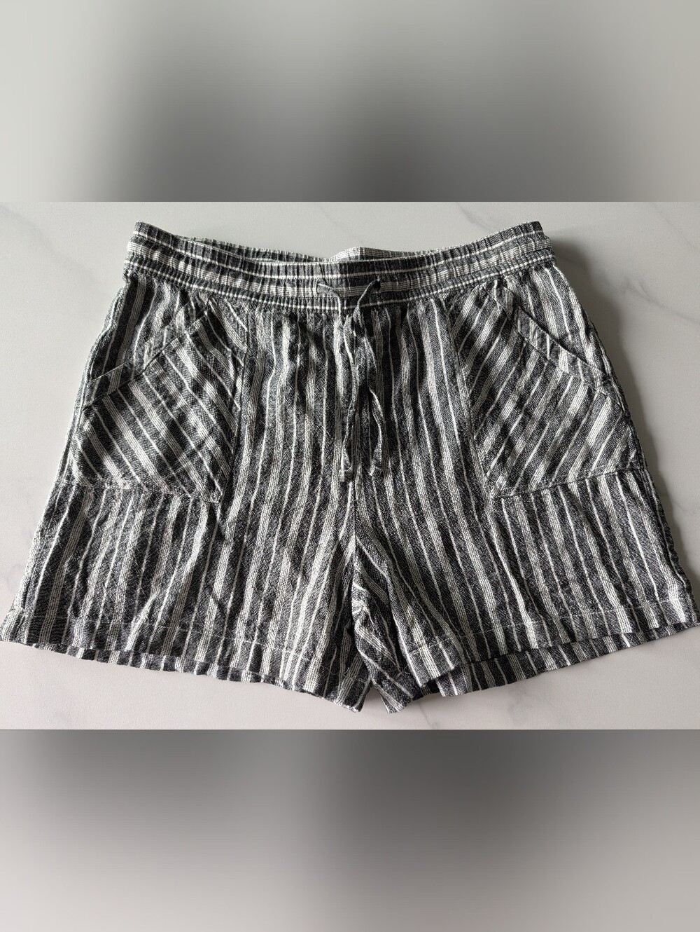 Striped Gray Drawstring Women’s Shorts